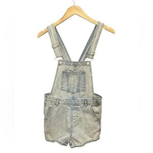 Topshop Petite Moto Denim Short Overalls
